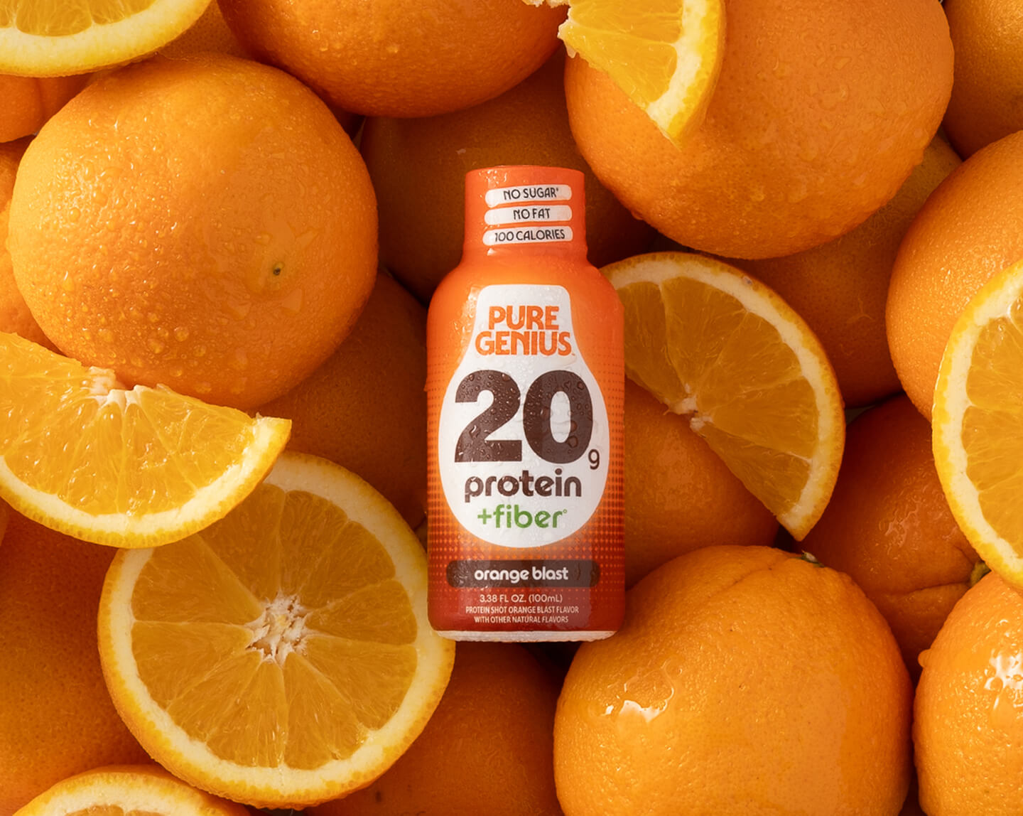 Woman drinking a Pure Genius protein shake